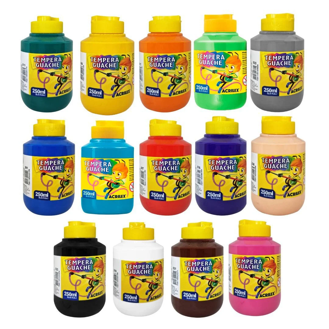 TEMPERA GUACHE 250ML ACRILEX-CORES SORTIDAS