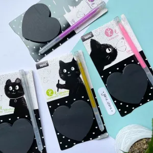 POST IT CORACAO COM CANETA EM GEL NEON