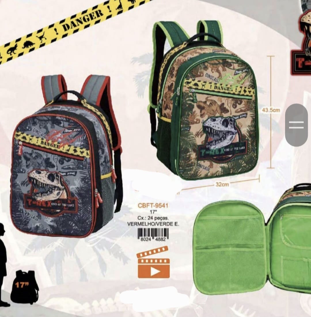 MOCHILA ESCOLAR DINOSSAURO
