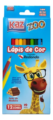 LAPIS DE COR KAZ ZOO 12CORES REDONDO