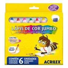 LAPIS DE COR JUMBO 6 CORES ACRILEX