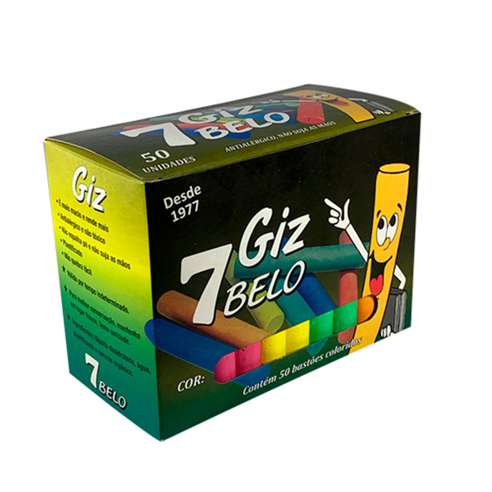 GIZ COLORIDO PARA LOUSA 50UNIDADES